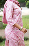 Mirror Work Floral Printed Pure Cotton Suit Set with Dupatta