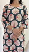Ajrakh straight fit Anushka Co-ord set with hand mirror work