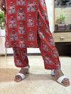 Ajrakh straight fit Anushka Co-ord set with hand mirror work