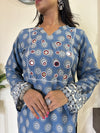 Ajrakh Hand Mirror Embroidered Trisha Short Kurti with Full Sleeves