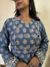 Ajrakh Hand Mirror Embroidered Trisha Short Kurti with Full Sleeves