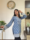 Ajrakh Hand Mirror Embroidered Trisha Short Kurti with Full Sleeves
