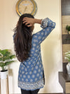 Ajrakh Hand Mirror Embroidered Trisha Short Kurti with Full Sleeves