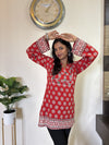 Ajrakh Hand Mirror Embroidered Trisha Short Kurti with Full Sleeves