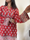Ajrakh Hand Mirror Embroidered Trisha Short Kurti with Full Sleeves