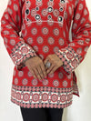 Ajrakh Hand Mirror Embroidered Trisha Short Kurti with Full Sleeves