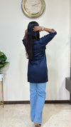 Ananya Mashru Silk Ajrakh Short Kurti with Hand Mirror Work