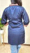 Ananya Mashru Silk Ajrakh Short Kurti with Hand Mirror Work
