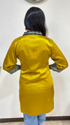 Ananya Mashru Silk Ajrakh Short Kurti with Hand Mirror Work