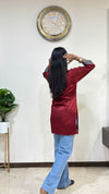 Ananya Mashru Silk Ajrakh Short Kurti with Hand Mirror Work