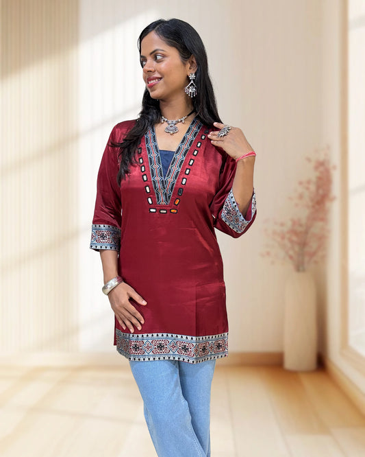 Ananya Mashru Silk Short Kurti