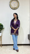 Ananya Mashru Silk Ajrakh Short Kurti with Hand Mirror Work