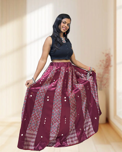 Twinkle Mashru Silk Flared Skirt