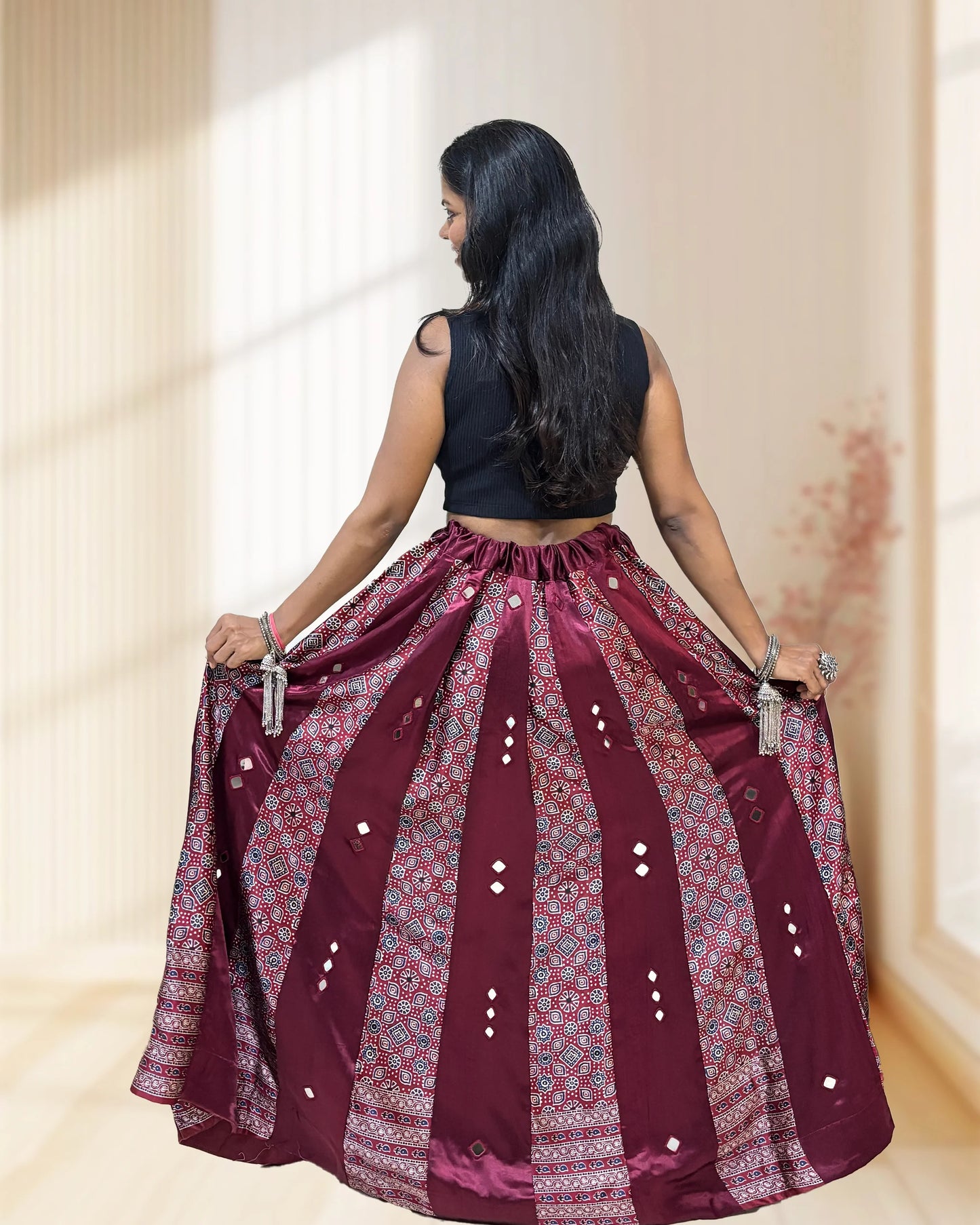 Twinkle Mashru Silk Flared Skirt