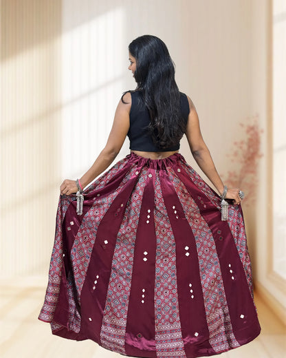 Twinkle Mashru Silk Flared Skirt