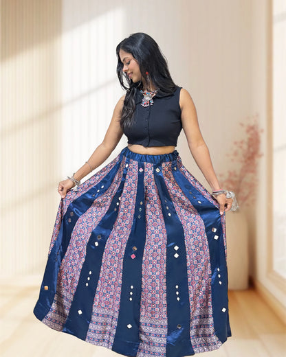 Twinkle Mashru Silk Flared Skirt