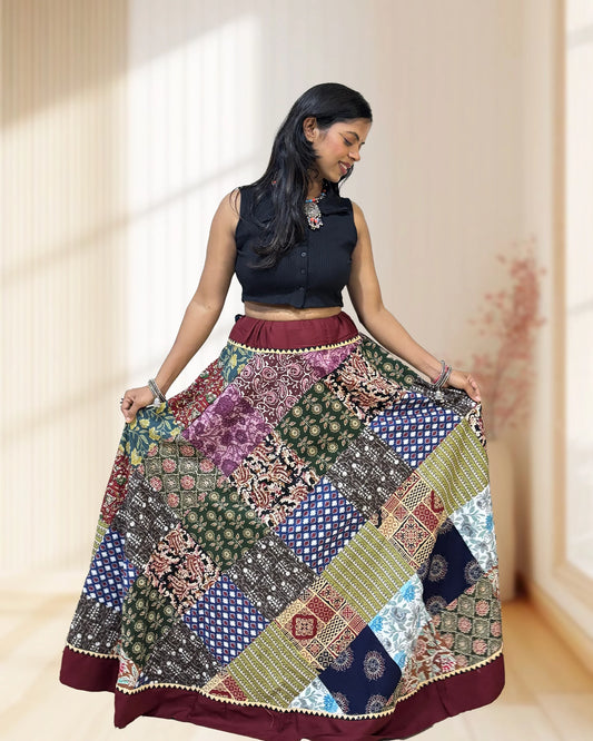 Madhuri Ajrakh Flared Skirt