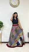 Vegetable Dyed Premium Cotton Ajrakh 6 Meter Flare Patch Work Madhuri Skirt