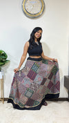 Vegetable Dyed Premium Cotton Ajrakh 6 Meter Flare Patch Work Madhuri Skirt