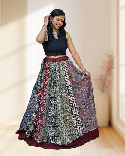 Alia Ajrakh Flared Skirt