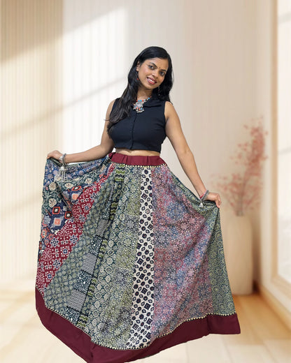 Alia Ajrakh Flared Skirt