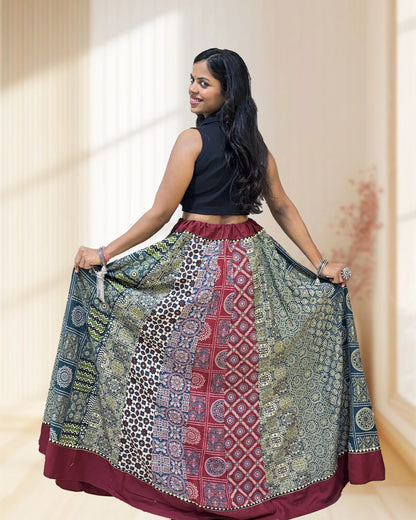 Alia Ajrakh Flared Skirt