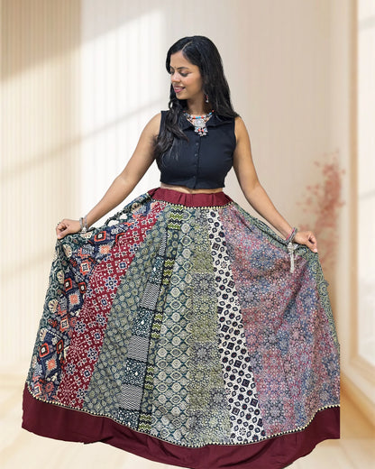 Alia Ajrakh Flared Skirt