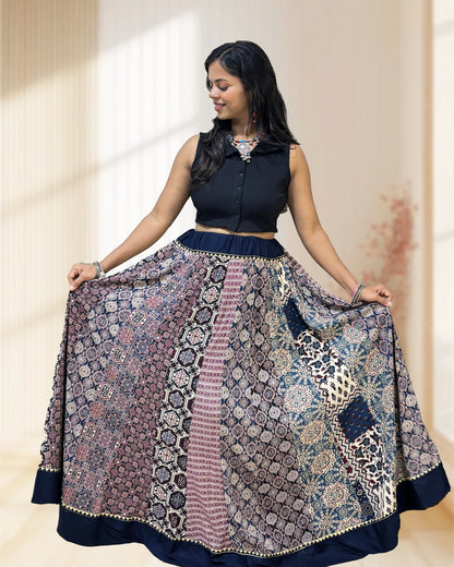 Alia Ajrakh Flared Skirt
