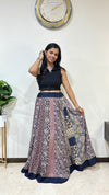 Vegetable Dyed Premium Cotton Ajrakh 6 Meter Flare Kalidar Alia Skirt