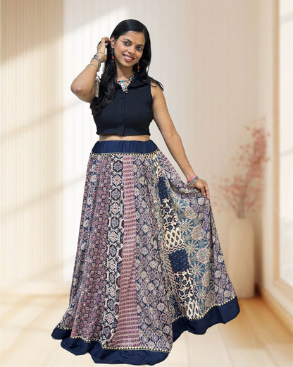 Alia Ajrakh Flared Skirt