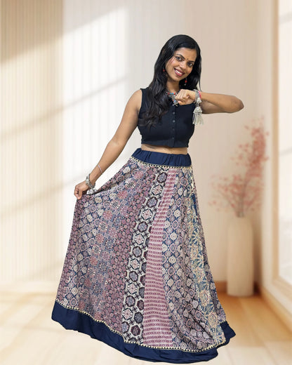 Alia Ajrakh Flared Skirt