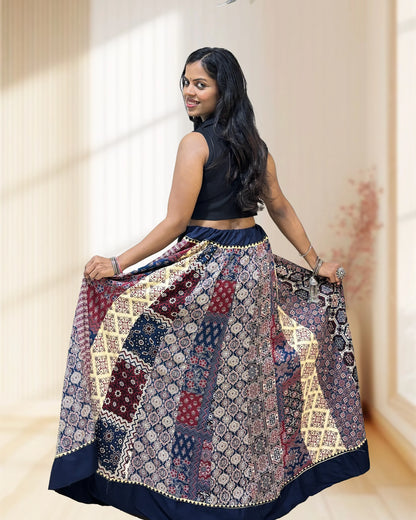 Alia Ajrakh Flared Skirt