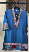 Ananya Mashru Silk Ajrakh Short Kurti with Hand Mirror Work