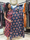 Pure Mashru Silk A-line Kriti Ajrakh Sleevless Kurti with Hand Mirror Work