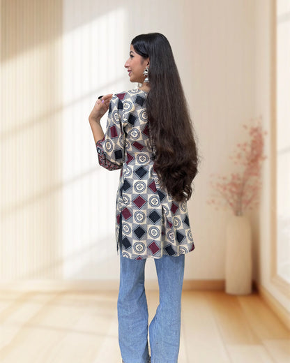Rashmika Ajrakh Short Kurti