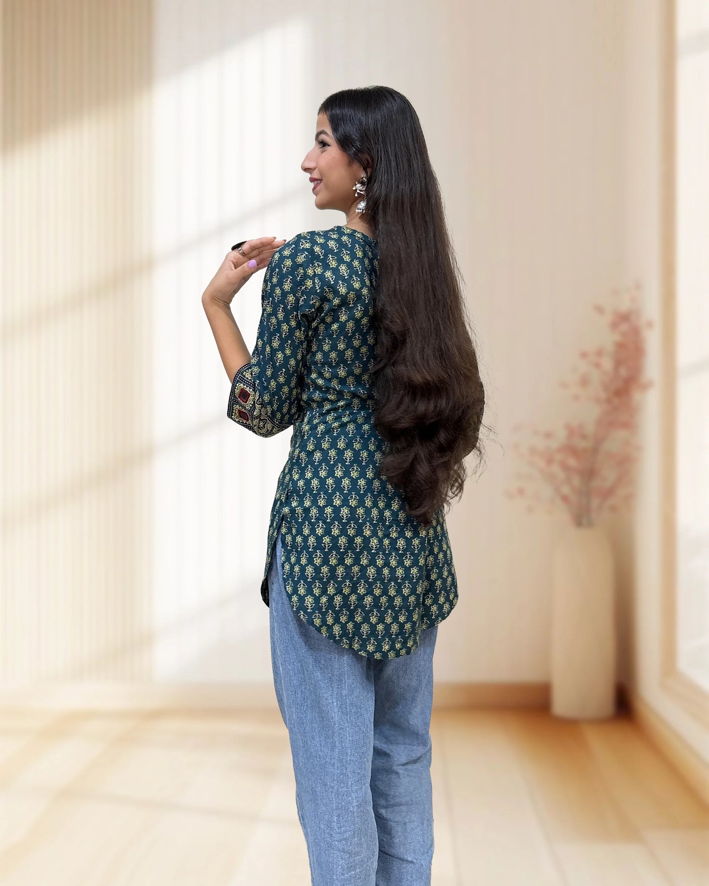 Rashmika Ajrakh Short Kurti