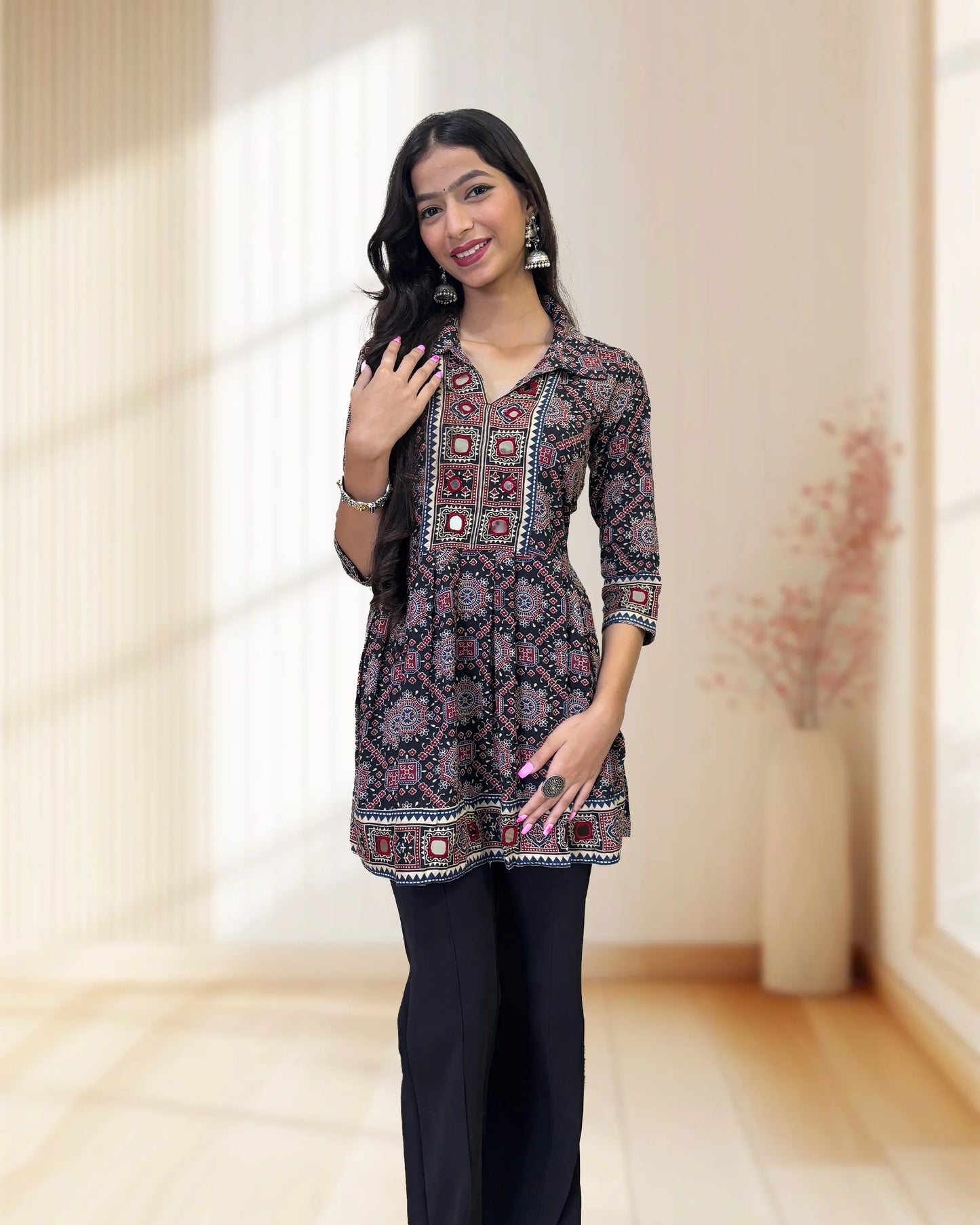 Deepika Ajrakh  Short Kurti