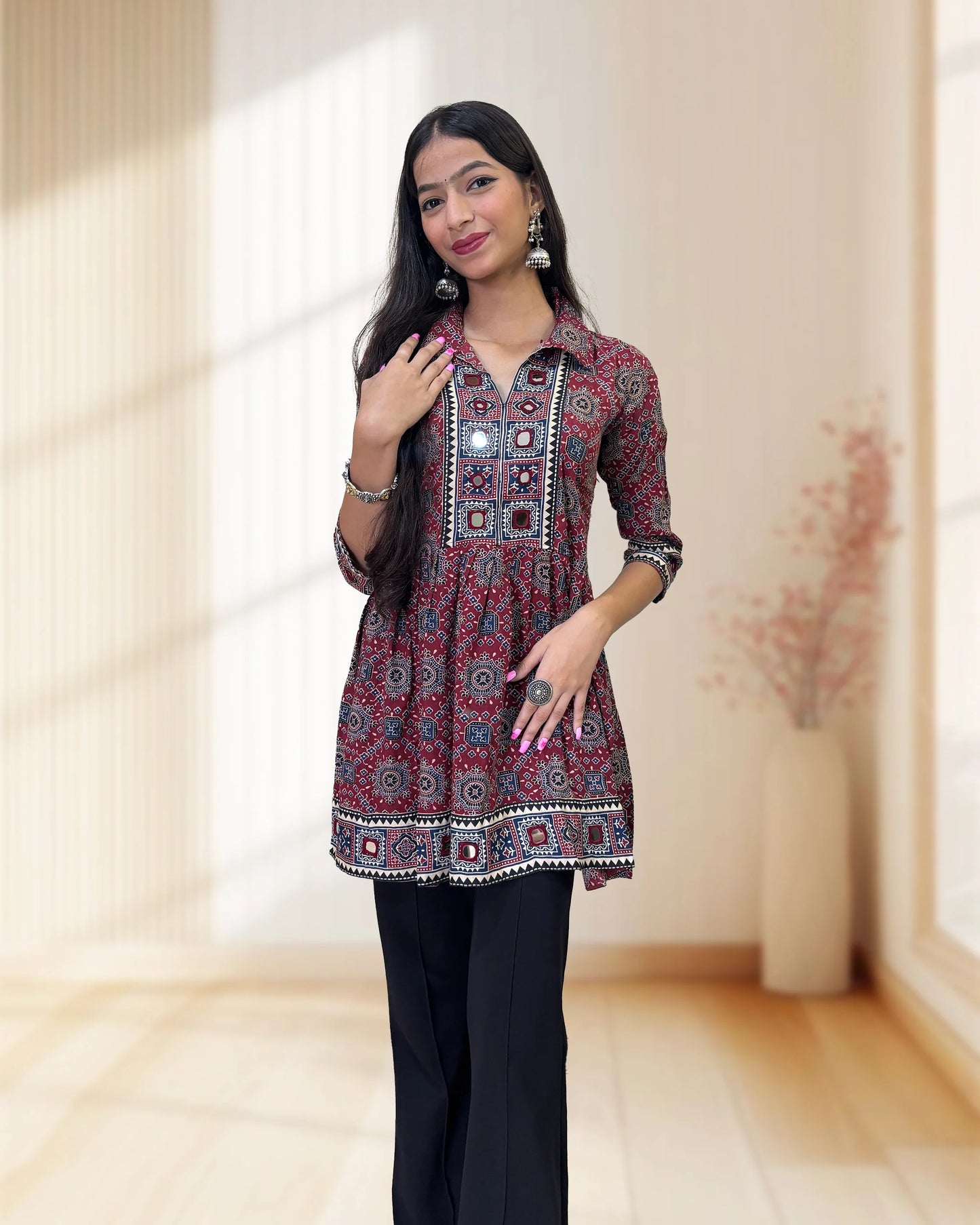 Deepika Ajrakh  Short Kurti