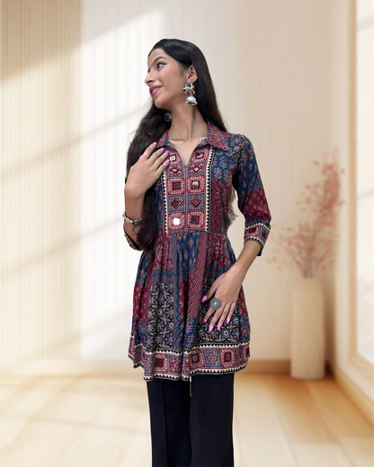 Deepika Ajrakh  Short Kurti