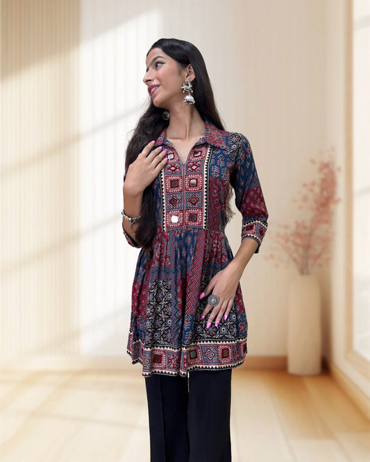 Deepika Ajrakh  Short Kurti