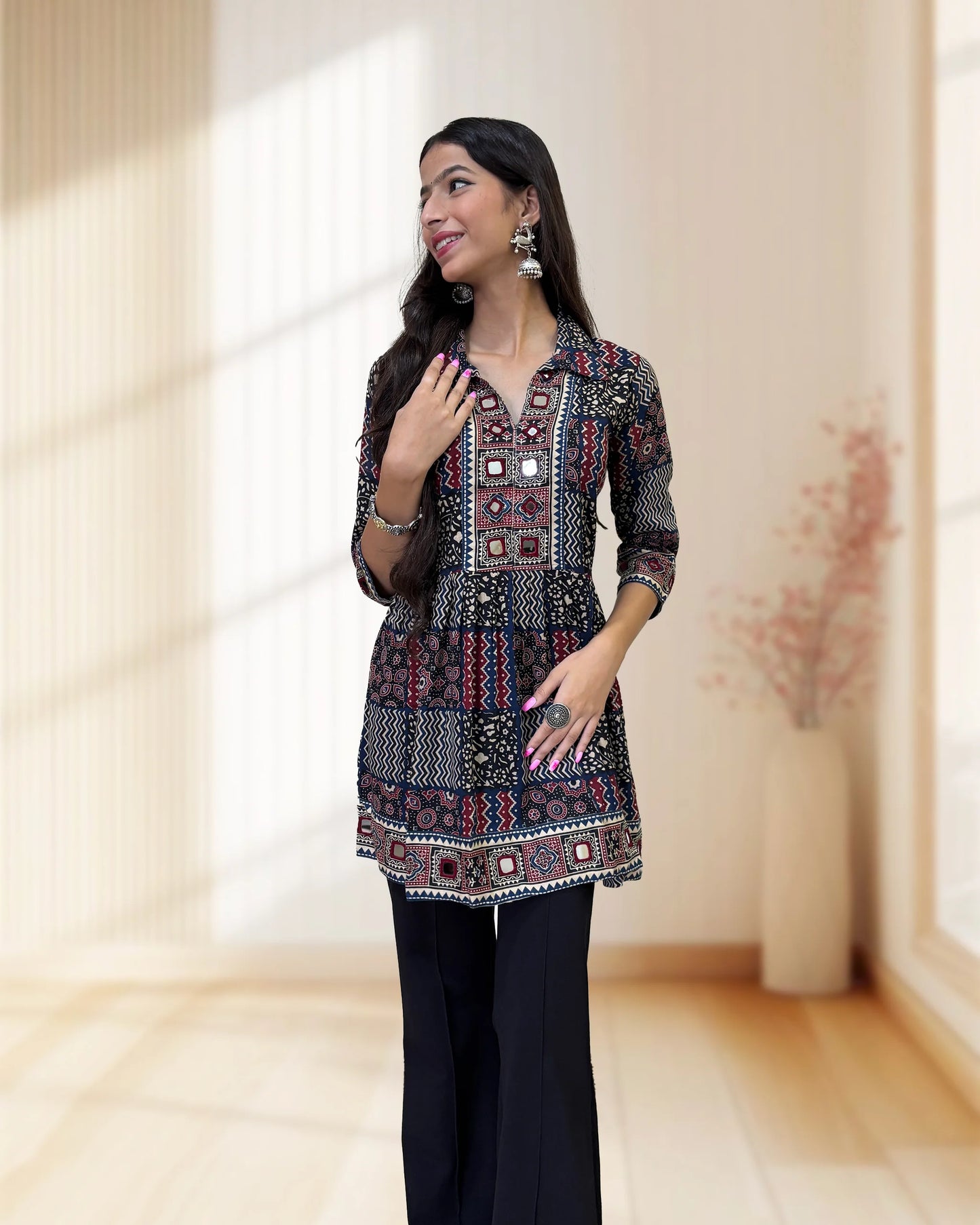 Deepika Ajrakh  Short Kurti