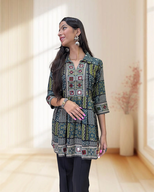 Deepika Ajrakh  Short Kurti