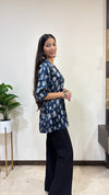 Suhana A Line Pure Mashru Silk Short Kurti With Hand Mirror Work