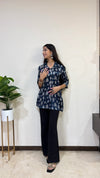 Suhana A Line Pure Mashru Silk Short Kurti With Hand Mirror Work