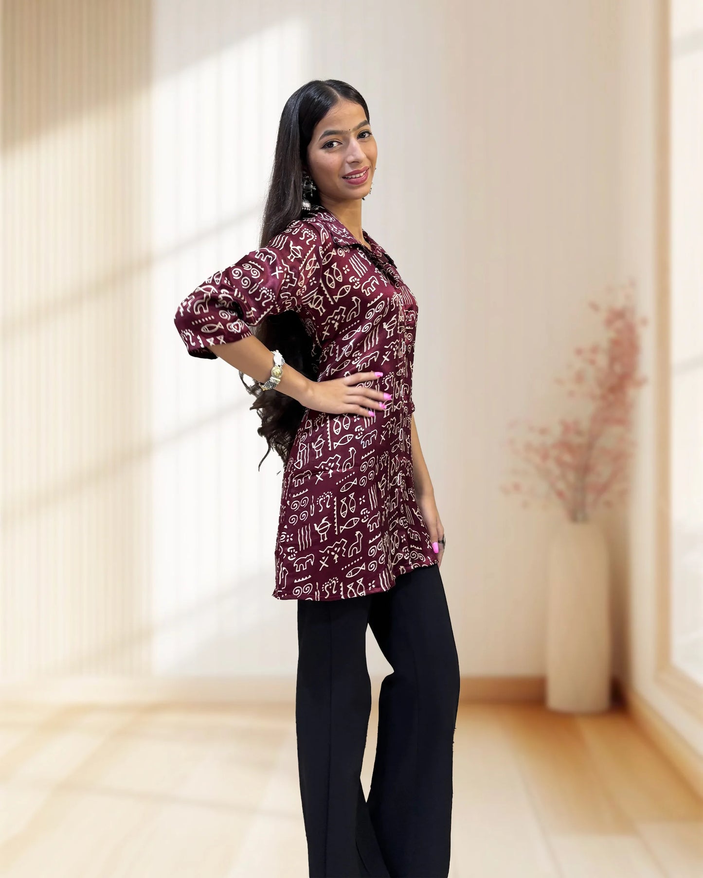 Suhana Mashru Silk Short Kurti