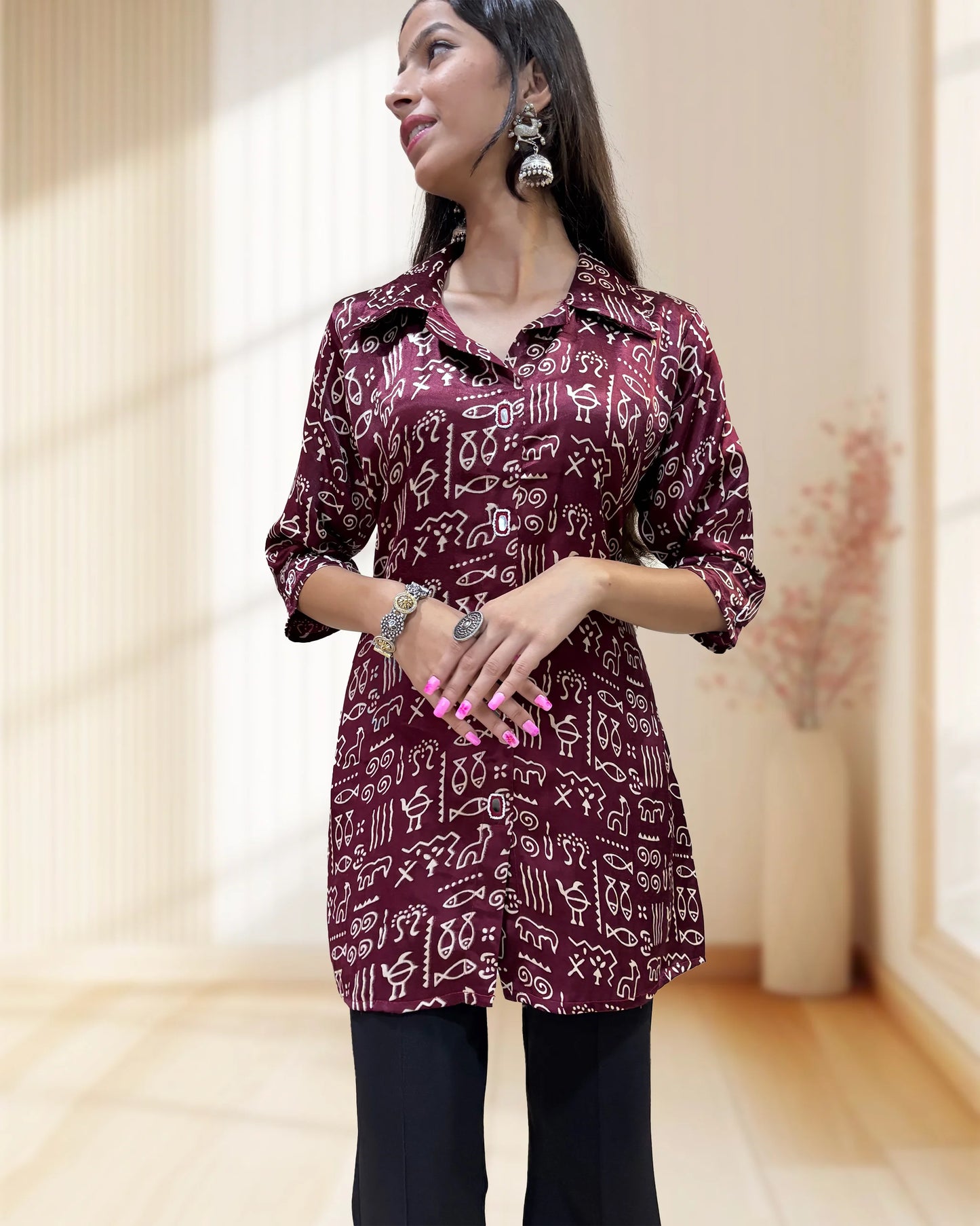 Suhana Mashru Silk Short Kurti