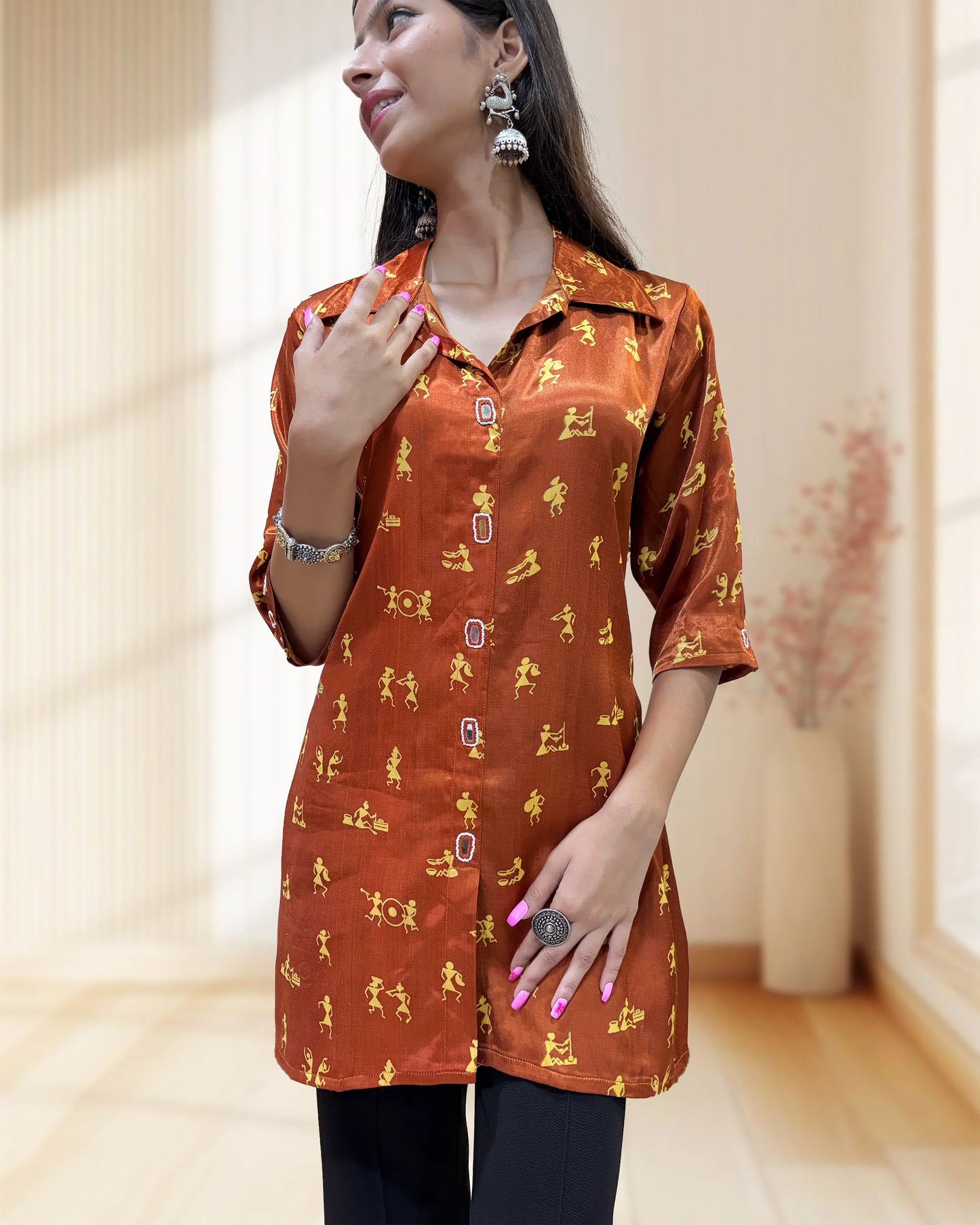 Suhana Mashru Silk Short Kurti
