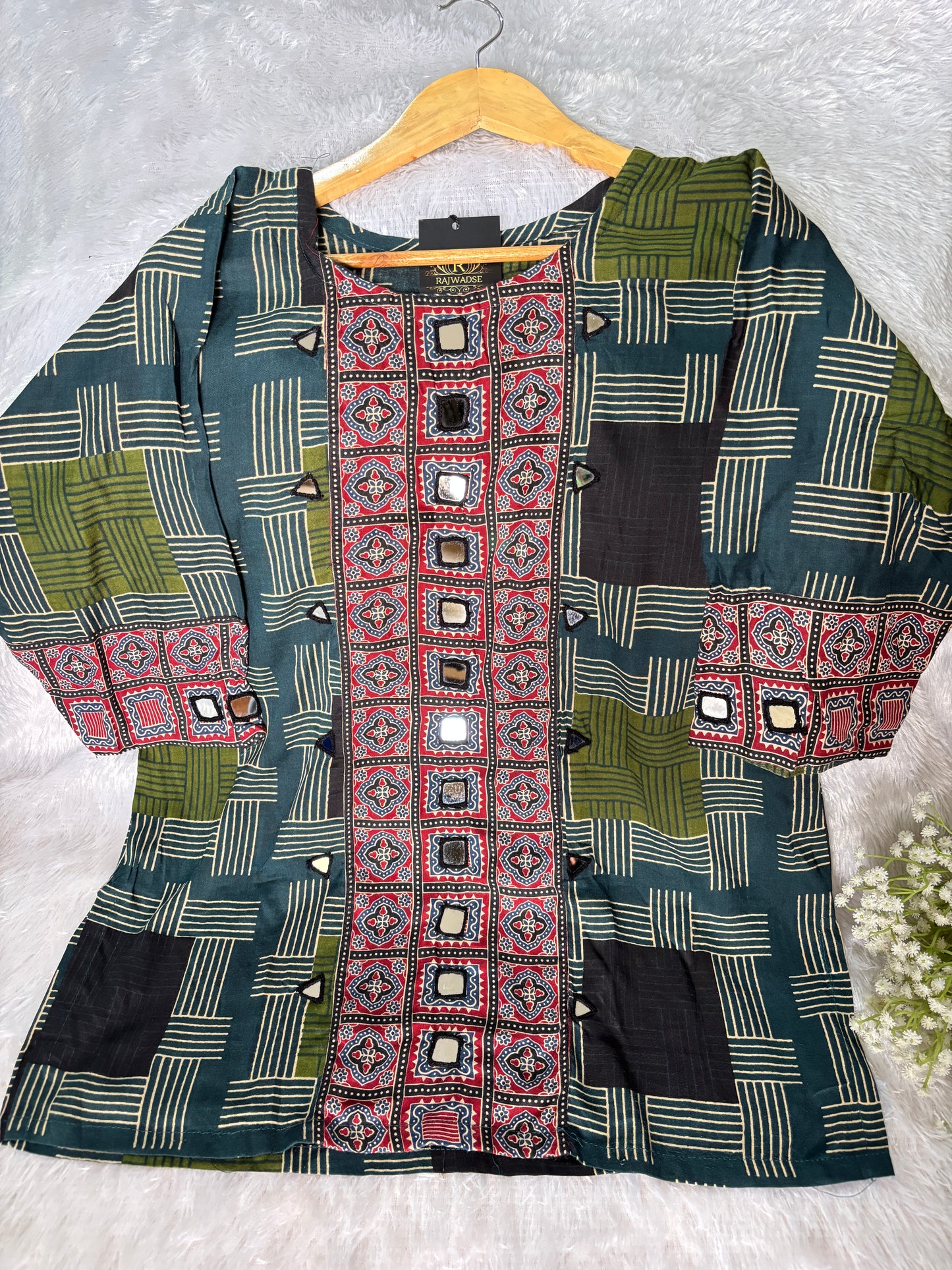 Rashmika Ajrakh Short Kurti