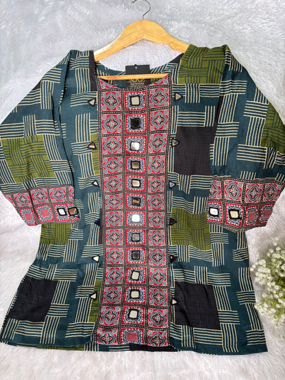 Rashmika Ajrakh Short Kurti