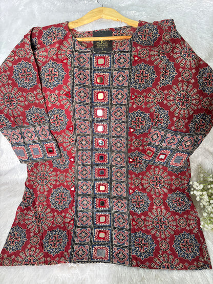 Rashmika Ajrakh Short Kurti